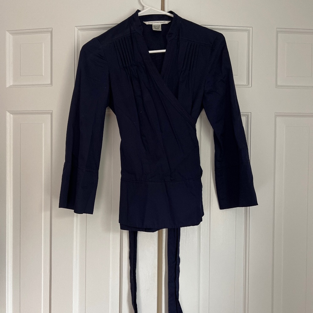 Navy wrap shirt size 0